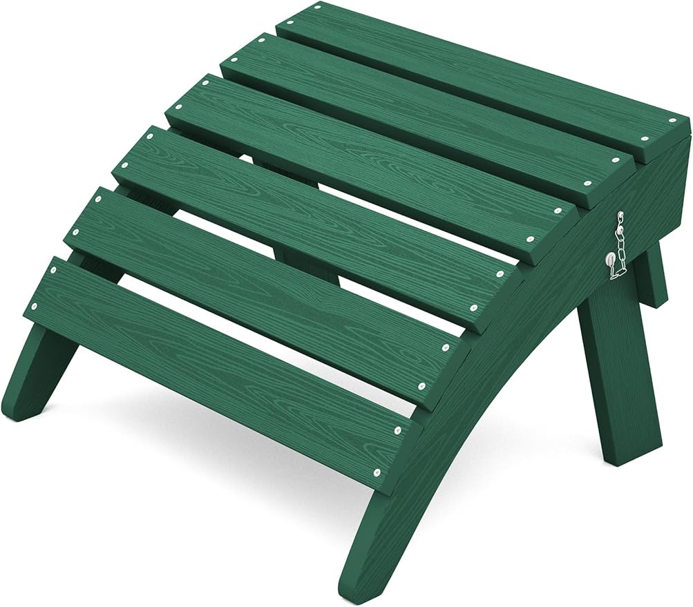 KINGYES Folding Adirondack Ottoman for Adirondack Chair, Green