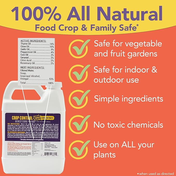 Trifecta Crop Control Super Concentrate All-in-One Natural Pesticide, Fungicide, Miticide, Insecticide, Help Defeat Spider Mites, Powdery Mildew, Botrytis, Mold and More on Plants 32 OZ