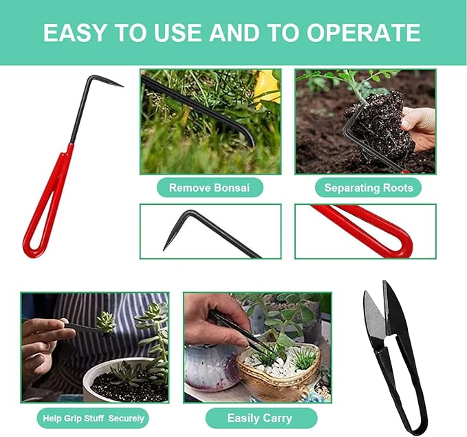 Voilamart 12 Pcs Gardening Bonsai Tool Sets Carbon Steel Garden Plant Trimming Kit Scissor Cutter Shear Heavy Duty Nylon Case Outdoor Entrenching Tools