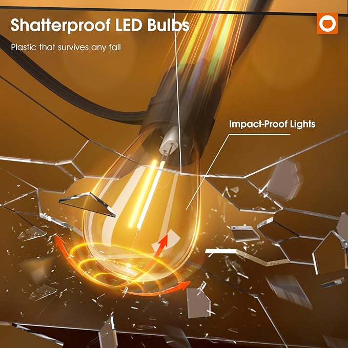 addlon 72FT(2-Pack*36FT) LED Outdoor String Lights with 24 Edison Vintage Shatterproof Bulbs, Commercial Grade Patio Lights, IP65 Waterproof for Balcony, Backyard and Garden, Warm White