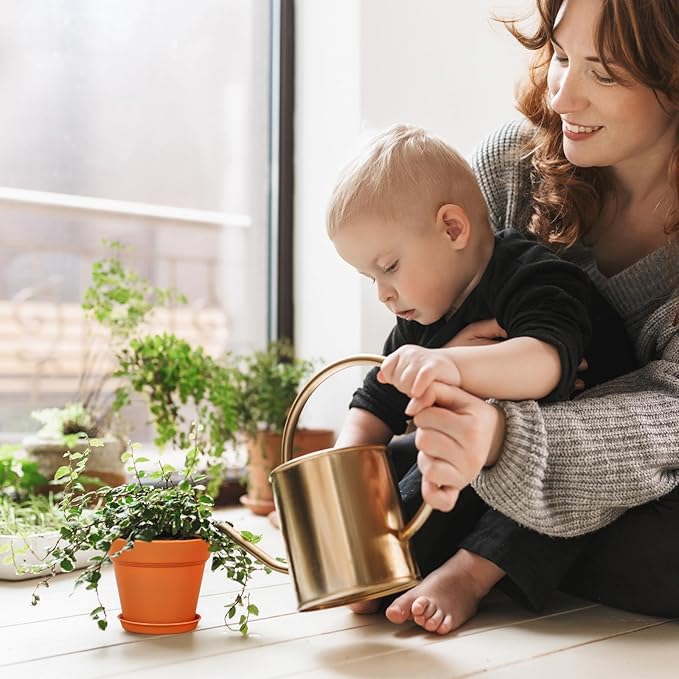 6 inch Plastic Nursery Pots, 16 Pack Plant Pots for Indoor Outdoor Plants, Flower Pots with Drainage Holes and Saucers, Decorative Seedling Starter Planters for House Plants, Terracotta