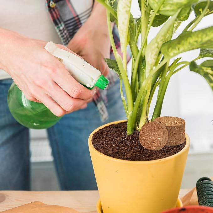 ZeeDix 100pcs 50mm Coco Coir Pellets, Compressed Coconut Coir Seed Starter Pellets Potting Soil Indoor Plants Soil Discs for Planting Flowers Bonsai Herbs Plants and Vegetables