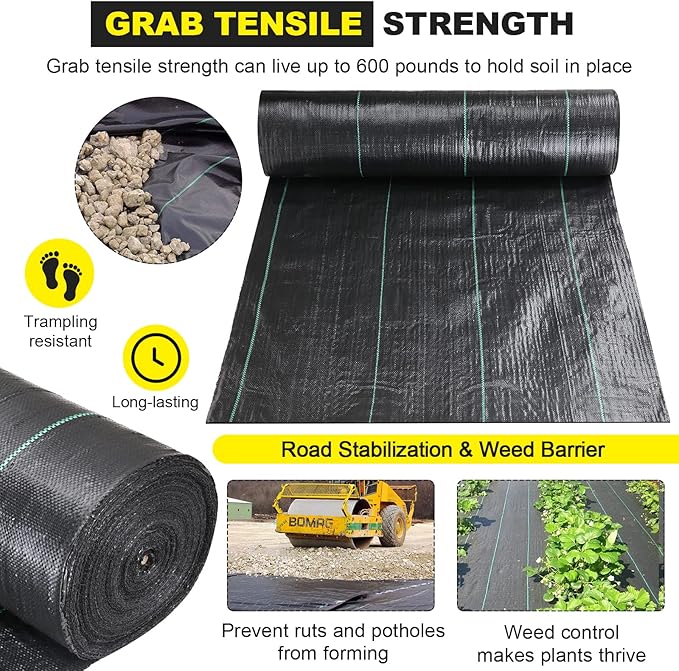 Driveway Fabric - 6.5x330 ft Commercial Weed Barrier - Heavy Duty 3.5OZ French Drain Fabric for Erosion Control and Landscape Projects
