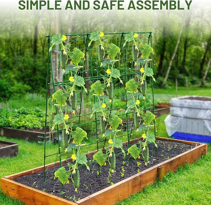 Large A-Frame Garden Trellis for Tomatoes, Cucumbers & Heavy Climbing Plants - Rust-Resistant, Heavy-Duty Steel, Perfect for Outdoor Gardens & Vertical Gardening(47" W x 63" H)