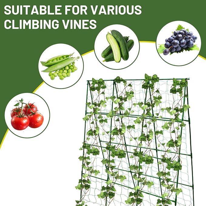 Large A-Frame Garden Trellis for Tomatoes, Cucumbers & Heavy Climbing Plants - Rust-Resistant, Heavy-Duty Steel, Perfect for Outdoor Gardens & Vertical Gardening(47" W x 63" H)