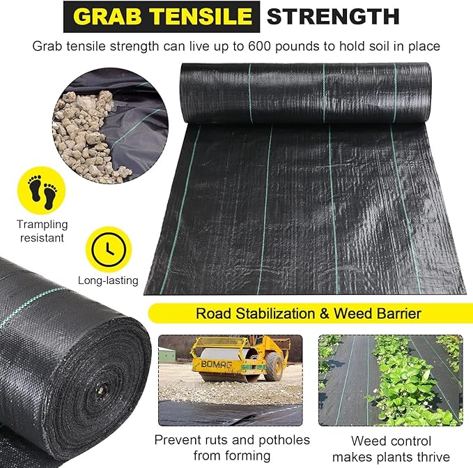Driveway Fabric, 3x300 ft Road Fabric Commercial Weed Barrier Fabric, Landscape Fabric Heavy Duty 4OZ French Drain Fabric for Erosion Control,Landscape Fabric,Weed Barrier,Construction Projects