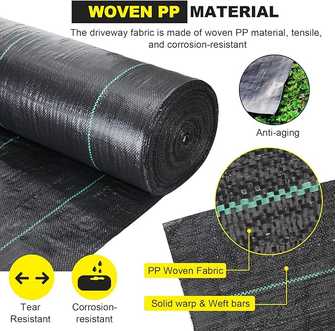 Driveway Fabric - 5x500 ft Heavy Duty 4OZ French Drain Fabric for Erosion Control & Landscape Weed Barrier