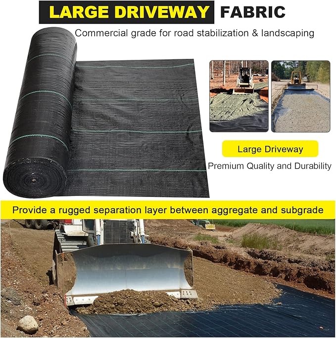 Driveway Fabric - 5x500 ft Heavy Duty 4OZ French Drain Fabric for Erosion Control & Landscape Weed Barrier