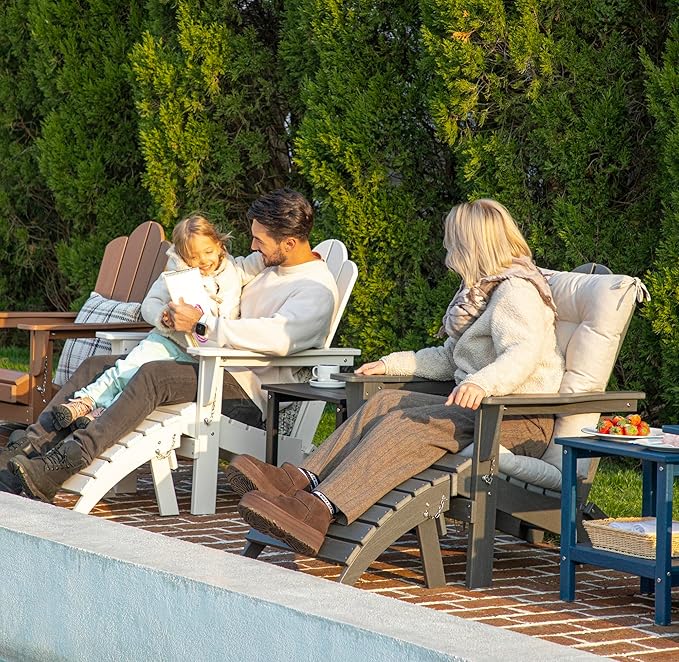 KINGYES Folding Adirondack Ottoman Set of 2 for Adirondack Chair, Grey